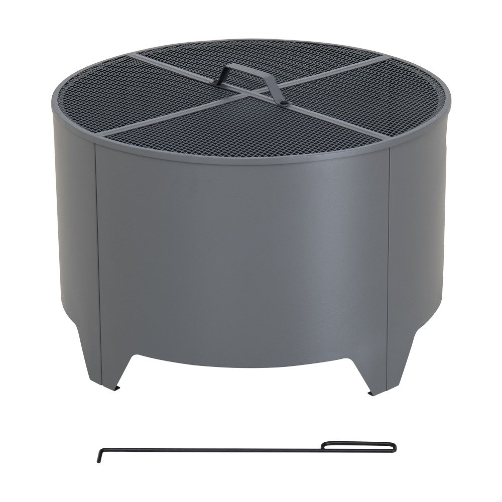 SUNJOY 26 Inch Fire Pit Outdoor Patio Wood Burning Fire Pit with PVC Cover - Gray