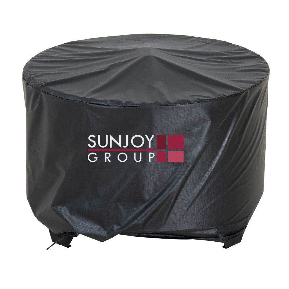 SUNJOY 26 Inch Fire Pit Outdoor Patio Wood Burning Fire Pit with PVC Cover - Black