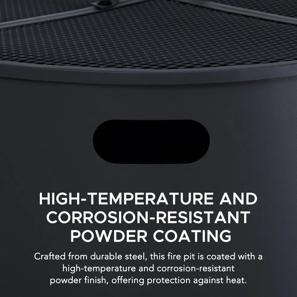 SUNJOY 26 Inch Fire Pit Outdoor Patio Wood Burning Fire Pit with PVC Cover - Black