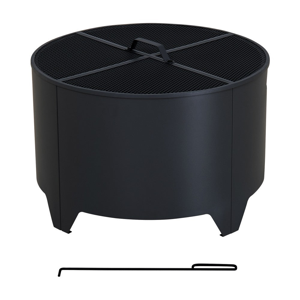 SUNJOY 26 Inch Fire Pit Outdoor Patio Wood Burning Fire Pit with PVC Cover - Black