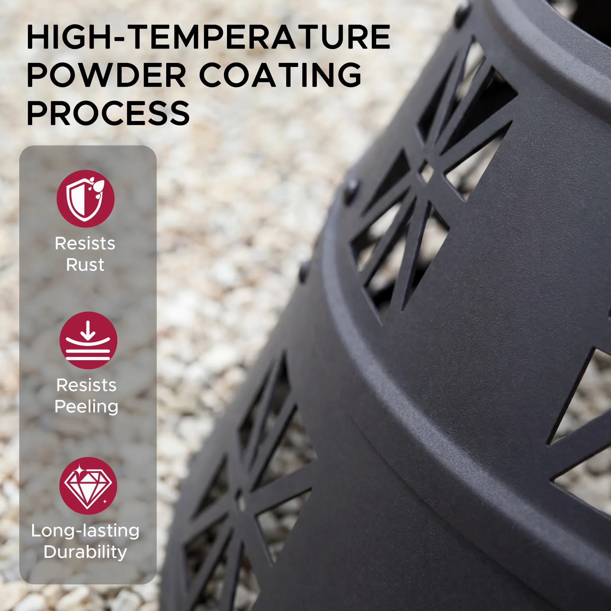 SUNJOY 36 Inch Sectional Steel Fire Pit Ring with Decorative Cutouts