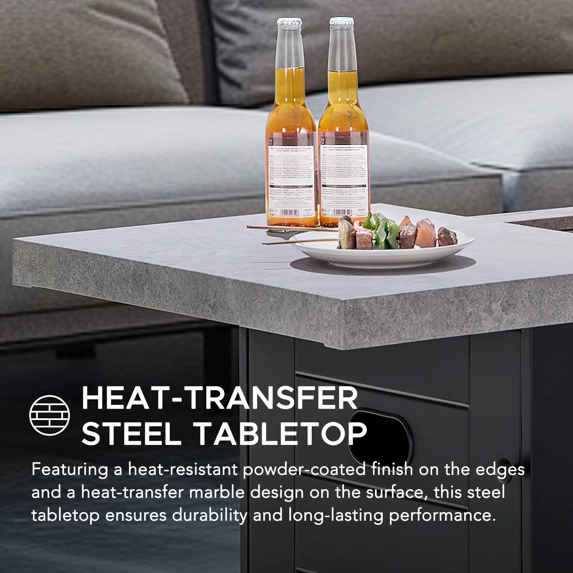 SUNJOY 40 Inch Large Propane Fire Pit Table with Cover and Lava Rocks for Outdoor and Indoor