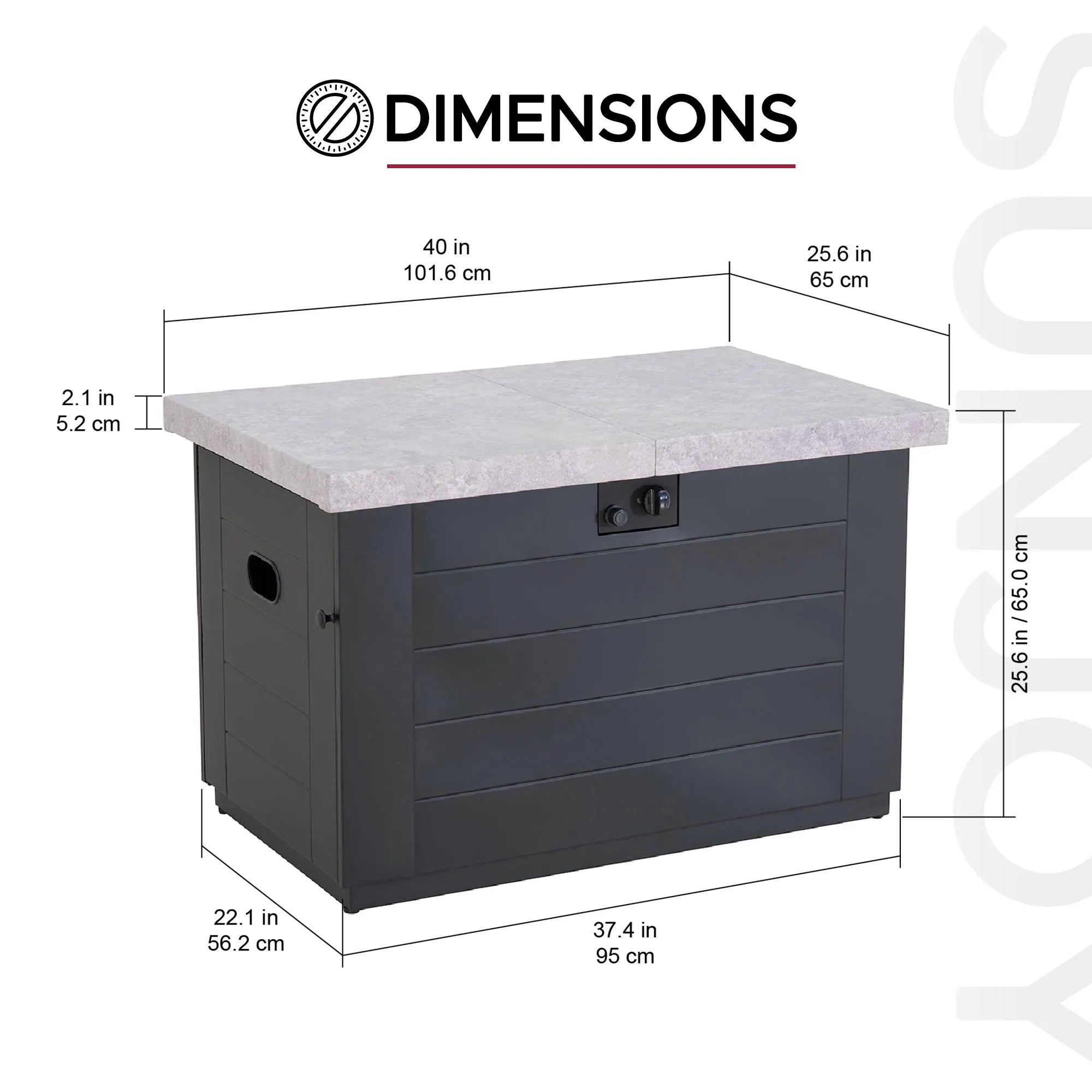 SUNJOY 40 Inch Large Propane Fire Pit Table with Cover and Lava Rocks for Outdoor and Indoor