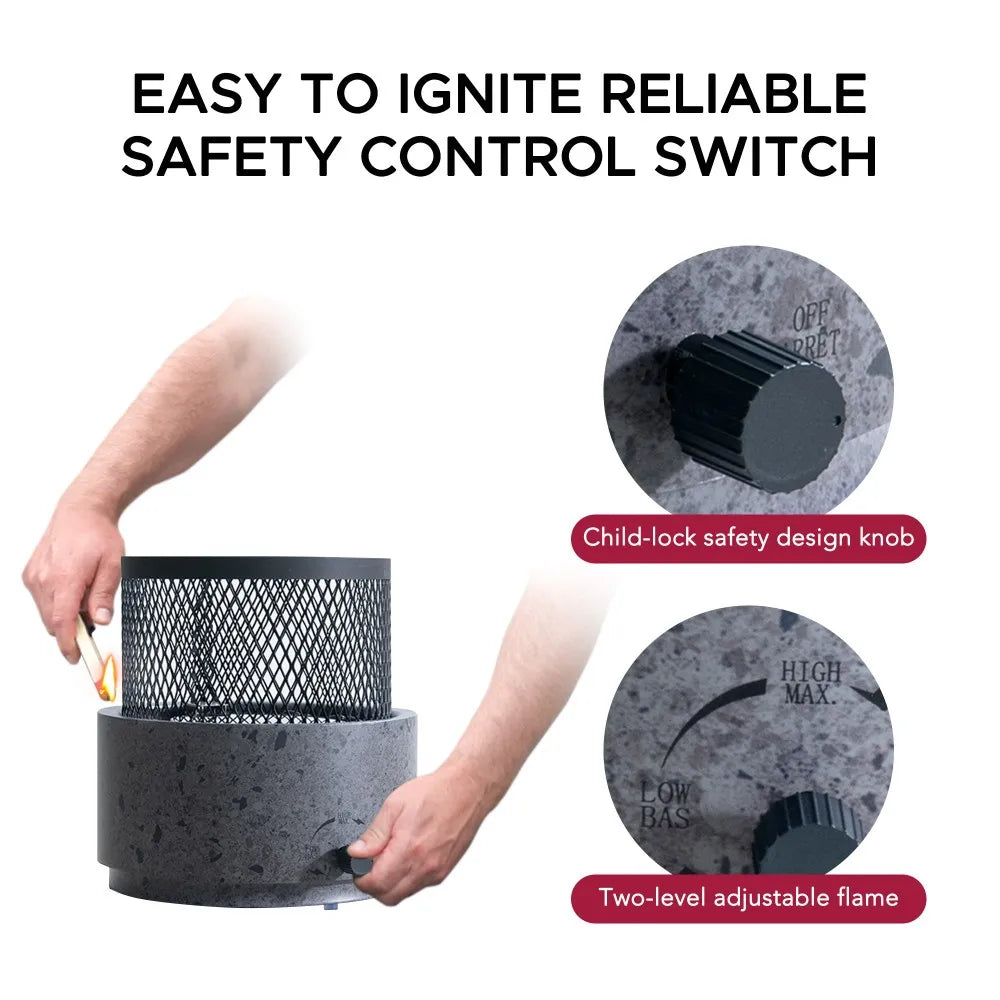 SUNJOY 10 Inch Smokeless Tabletop Fire Pit Bottom-Mounted Portable Propane Gas Fire Pit with Two Adjustable Flames