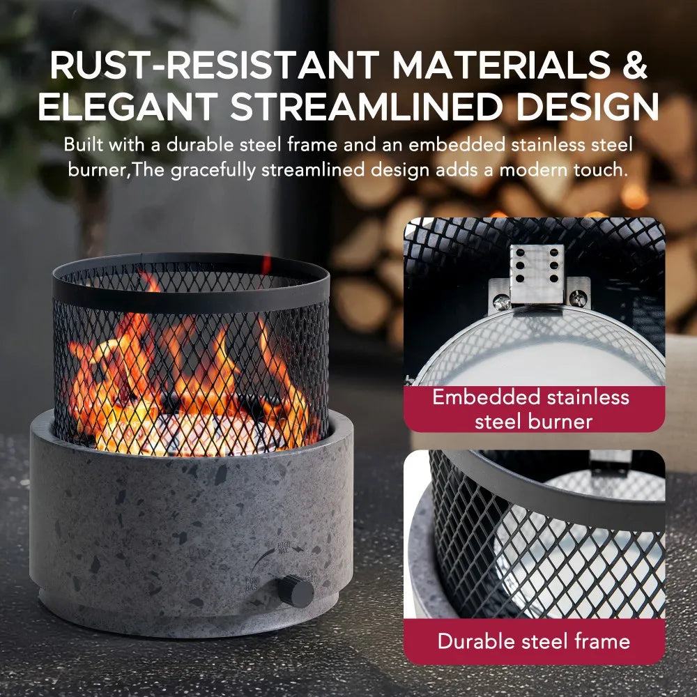 SUNJOY 10 Inch Smokeless Tabletop Fire Pit Bottom-Mounted Portable Propane Gas Fire Pit with Two Adjustable Flames