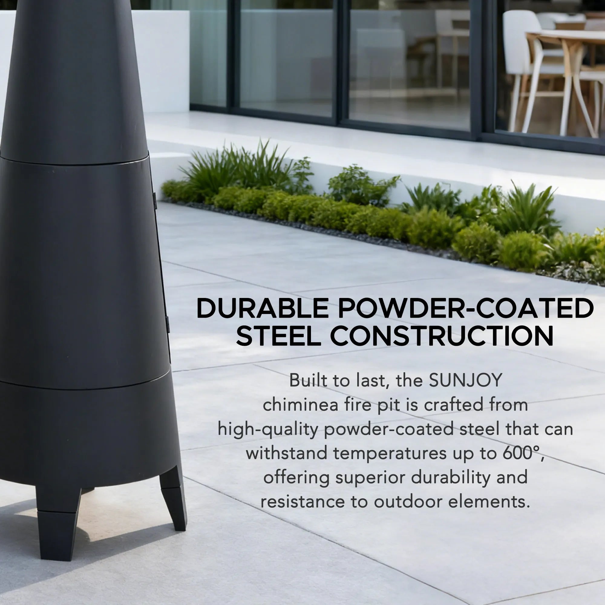 SUNJOY 57 Inch 2-in-1 Outdoor Fire Pit & Grill with Removable Stainless Steel Grill Grate, PVC Cover, and Mesh Safety Screen Door - Black