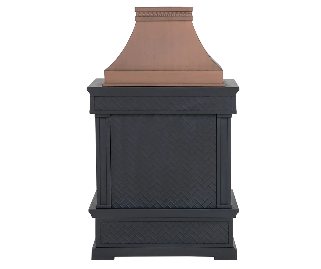 SUNJOY Outdoor 57 Inch Steel Wood Burning Fireplace with Chimney and Rain Cover - Copper & Gray