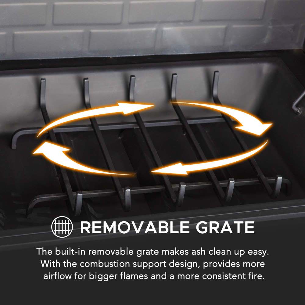 SUNJOY 48 Inch Wood Burning Stone Fireplace with Fire Poker and Removable Grate - Copper