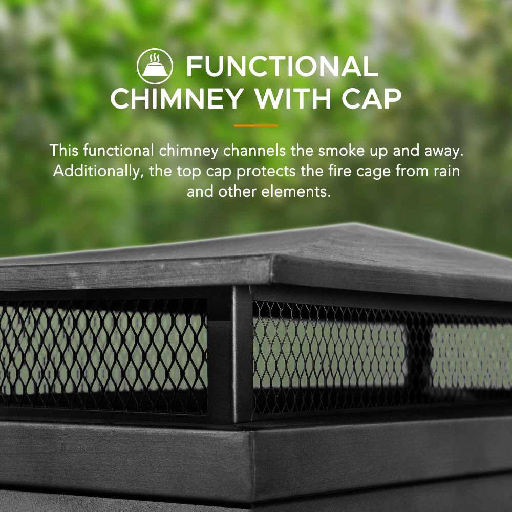 SUNJOY Outdoor 48 Inch Steel Wood Burning Stone Fireplace with Fire Poker and Removable Grate