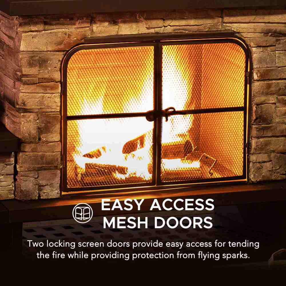 SUNJOY Outdoor 48 Inch Steel Wood Burning Stone Fireplace with Fire Poker and Removable Grate