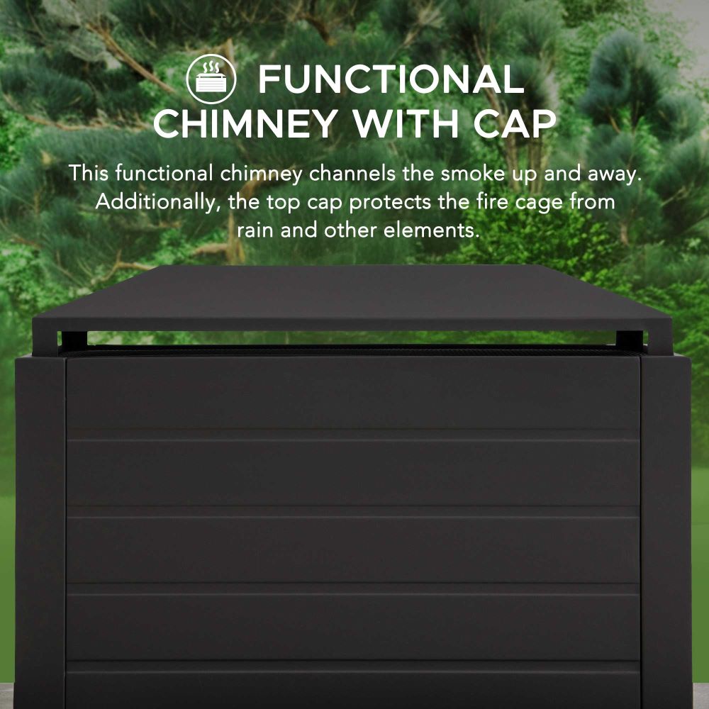 SUNJOY 58 Inch Wood Burning Fireplace, Steel Outdoor Fireplace with Chimney, Log Holders, Fireplace Tool, and PVC Cover