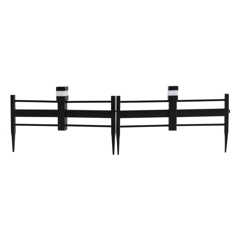 SUNJOY Garden Fences, Strip Metal Garden Fencing with Solar Lights (5-pack) - Black