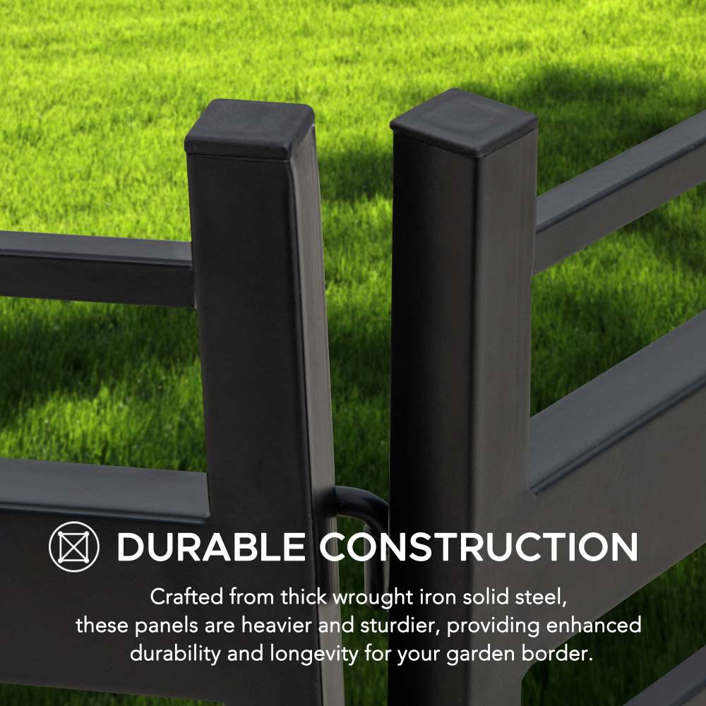 SUNJOY Garden Fences, Strip Metal Garden Fencing with Solar Lights (5-pack) - Black