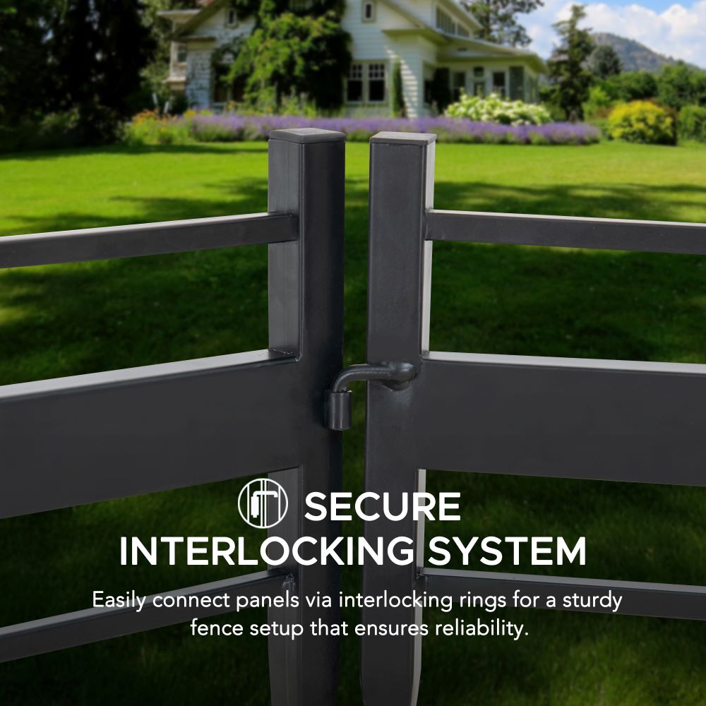 SUNJOY Garden Fences, Strip Metal Garden Fencing with Solar Lights (5-pack) - Black