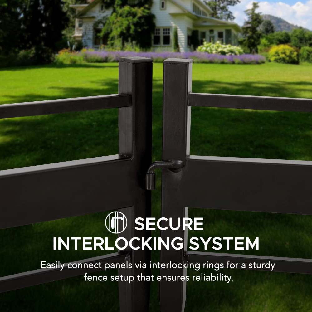 SUNJOY Garden Fences, Strip Metal Garden Fencing with Solar Lights (5-pack) - Brown