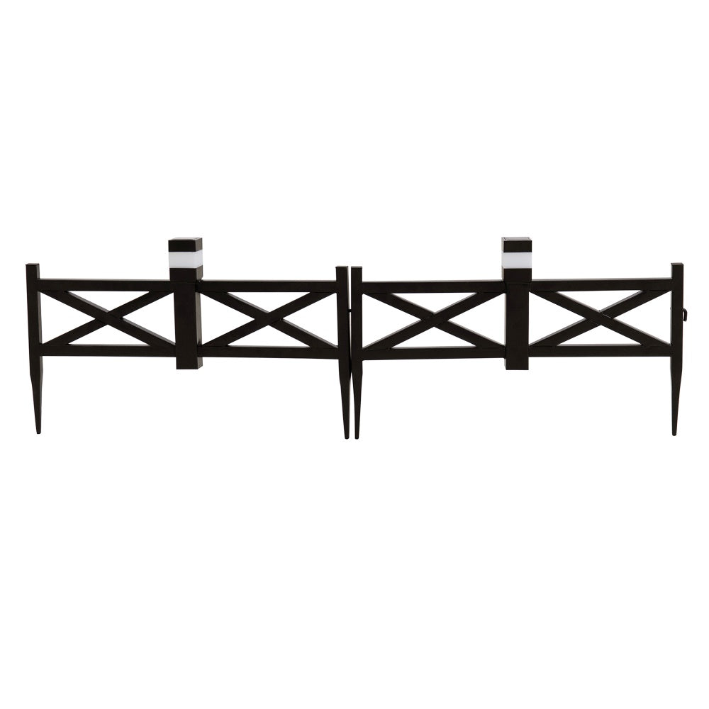 SUNJOY Garden Fences, Lattice Metal Garden Fencing with Solar Lights (5-pack) - Brown