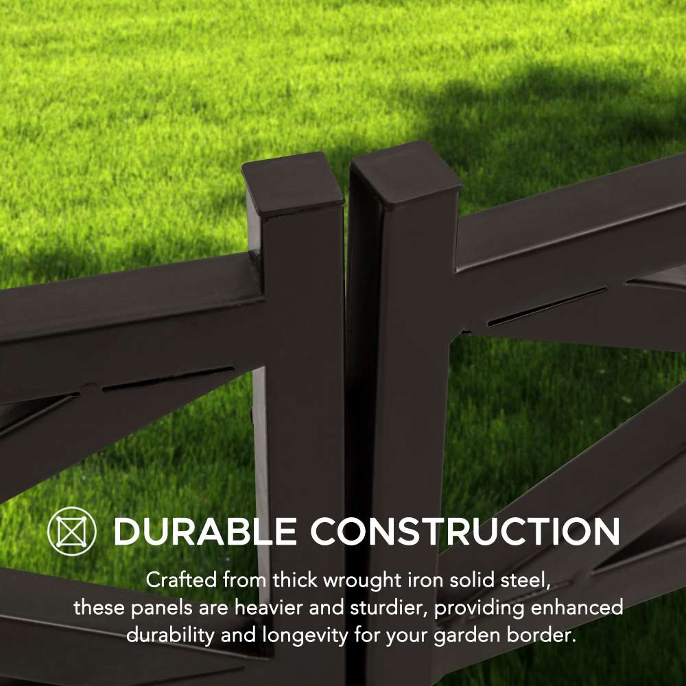 SUNJOY Garden Fences, Lattice Metal Garden Fencing with Solar Lights (5-pack) - Brown