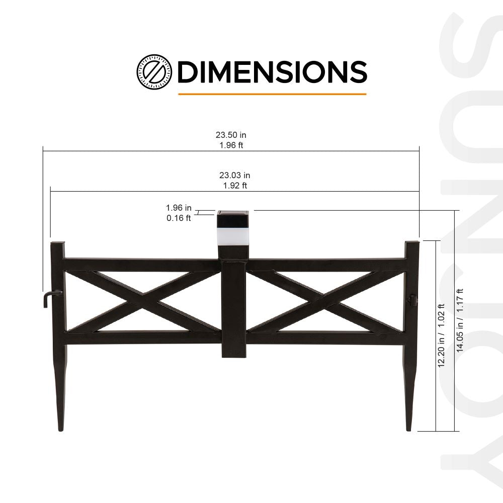 SUNJOY Garden Fences, Lattice Metal Garden Fencing with Solar Lights (5-pack) - Brown