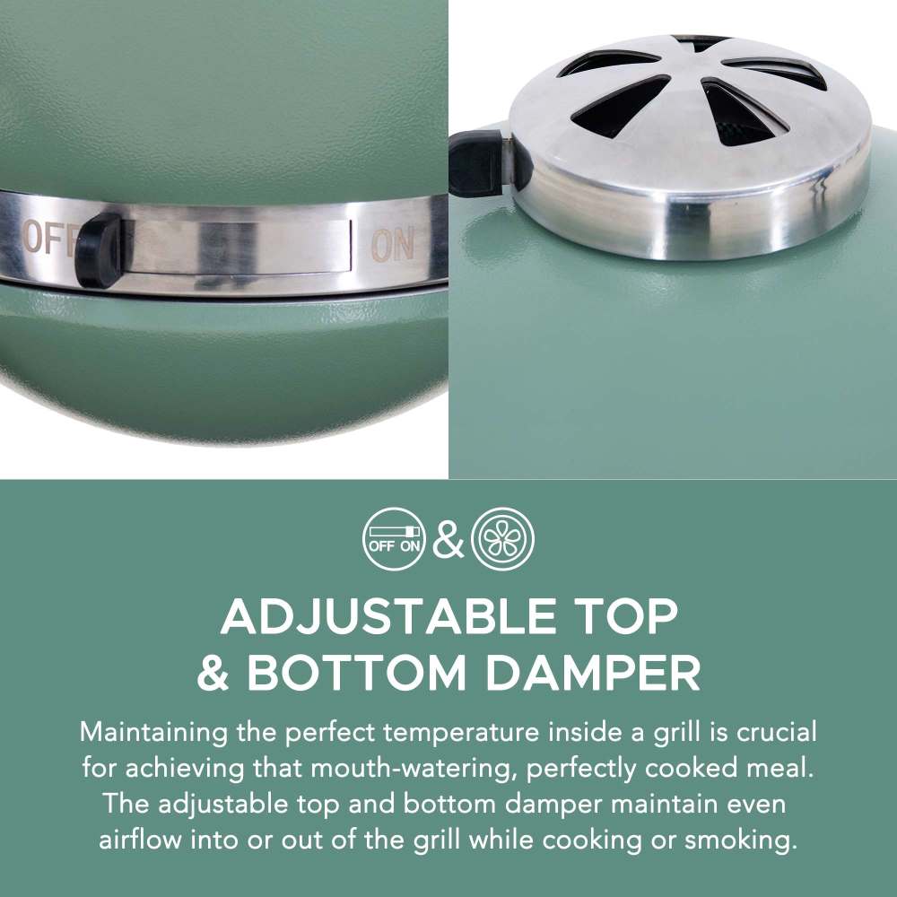 SUNJOY 20 Inch Charcoal Grill, Egg-shaped Outdoor Grill with Pizza Stone, Ultimate BBQ Grill and Smoker with Wheels