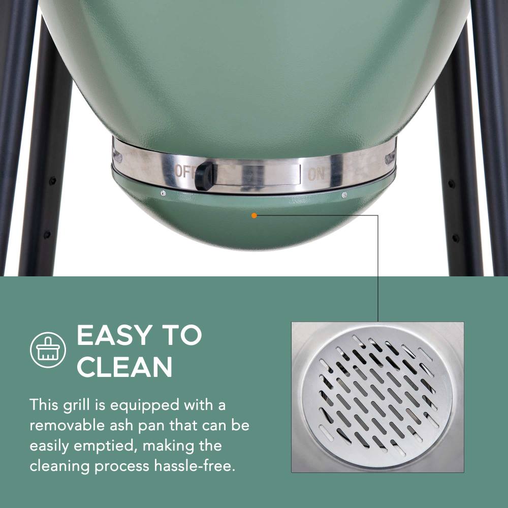 SUNJOY 20 Inch Charcoal Grill, Egg-shaped Outdoor Grill with Pizza Stone, Ultimate BBQ Grill and Smoker with Wheels