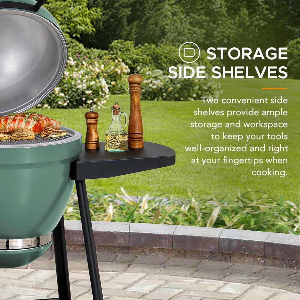 SUNJOY 20 Inch Charcoal Grill, Egg-shaped Outdoor Grill with Pizza Stone, Ultimate BBQ Grill and Smoker with Wheels