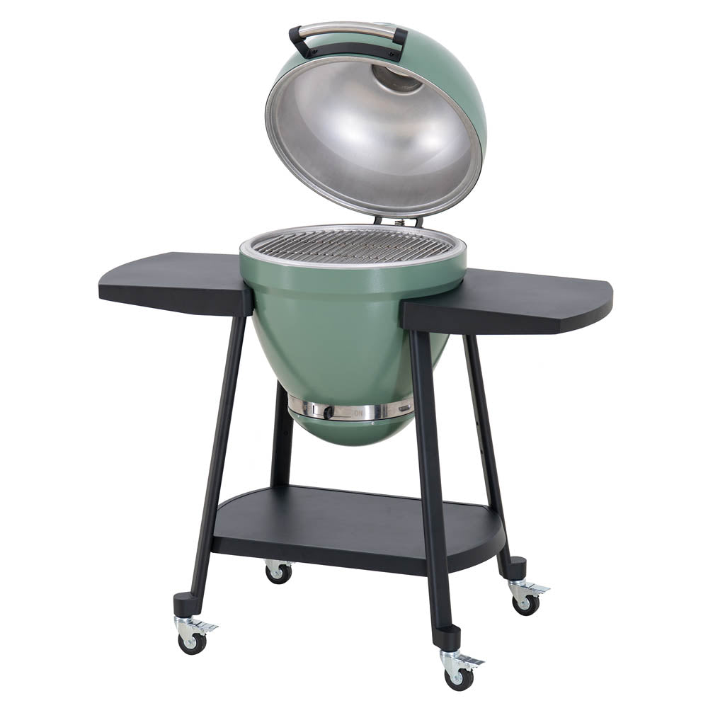 SUNJOY 20 Inch Charcoal Grill, Egg-shaped Outdoor Grill with Pizza Stone, Ultimate BBQ Grill and Smoker with Wheels - Green