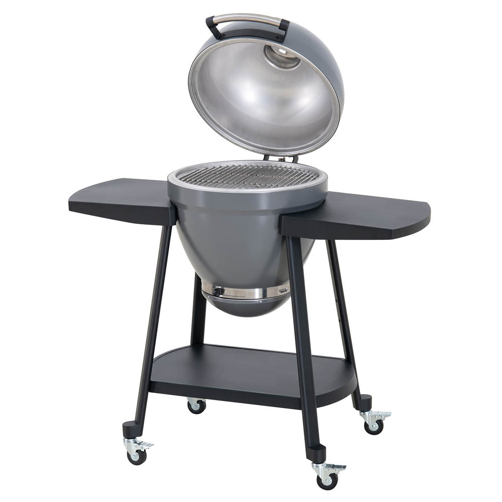 SUNJOY 20 Inch Charcoal Grill, Egg-shaped Outdoor Grill with Pizza Stone, Ultimate BBQ Grill and Smoker with Wheels
