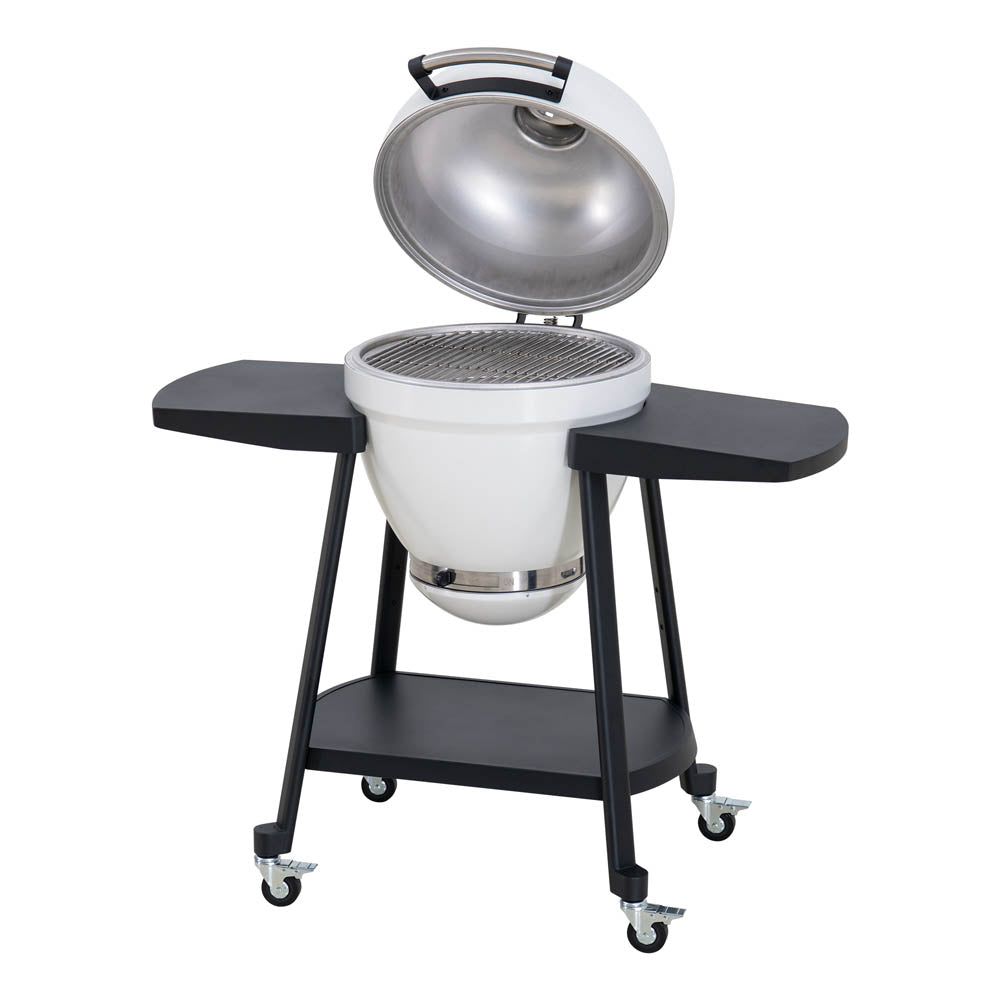 SUNJOY 20 Inch Charcoal Grill, Egg-shaped Outdoor Grill with Pizza Stone, Ultimate BBQ Grill and Smoker with Wheels