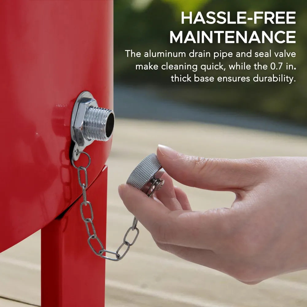 SUNJOY 60 Quart Portable Rolling Ice Chest Drink Cooler Cart with Bottle Opener and Shelf - Red