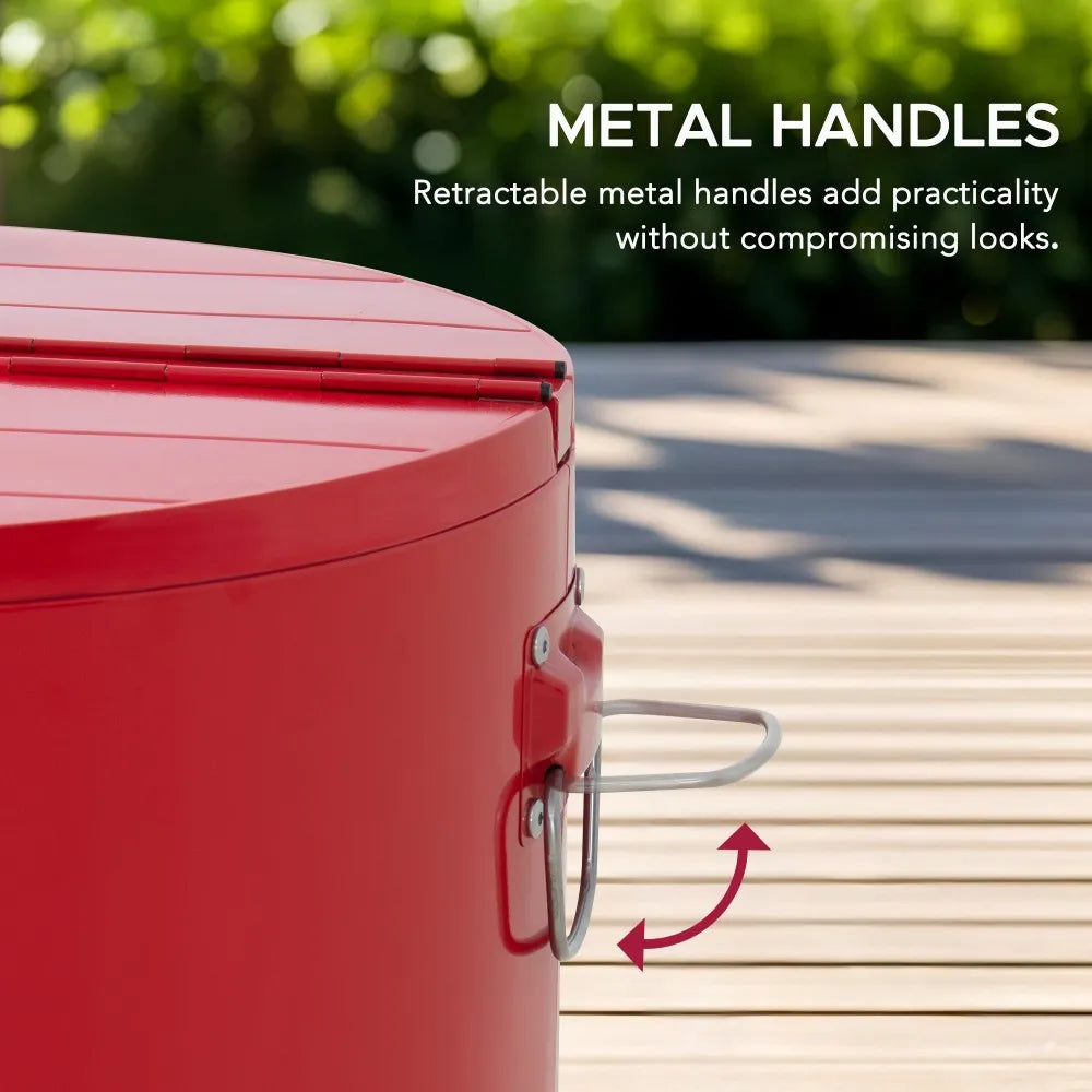 SUNJOY 60 Quart Portable Rolling Ice Chest Drink Cooler Cart with Bottle Opener and Shelf - Red