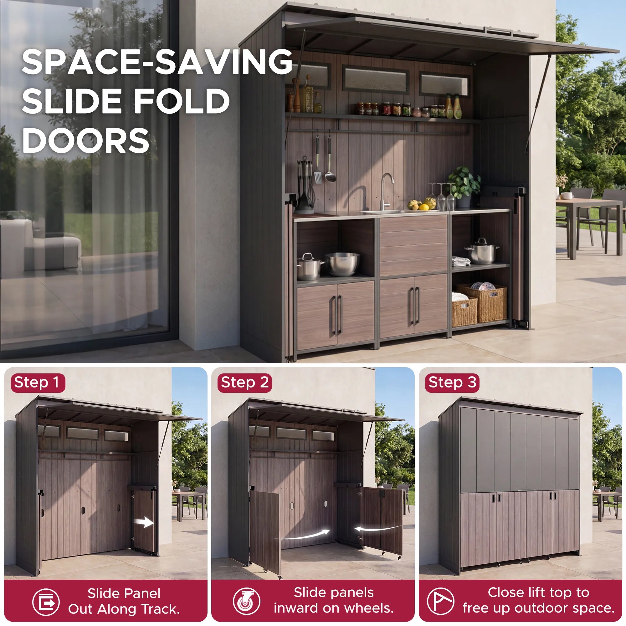 Fortis Compact Outdoor Kitchen Utility Shed 7' x 3'