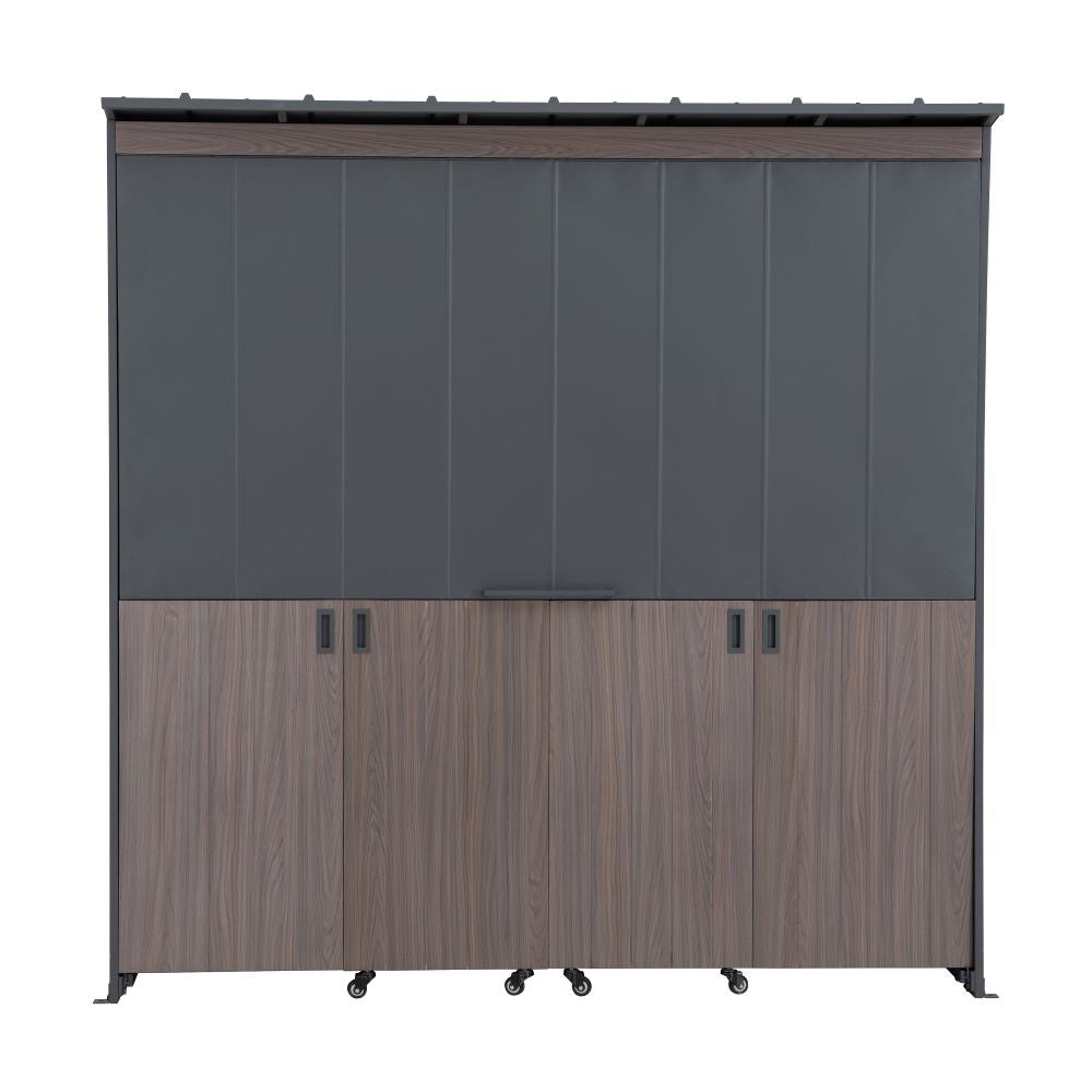 SUNJOY 7x3 Outdoor Kitchen Grill Station with Overhead Lift-Up Door & Folding Sliding Doors for Compact Space