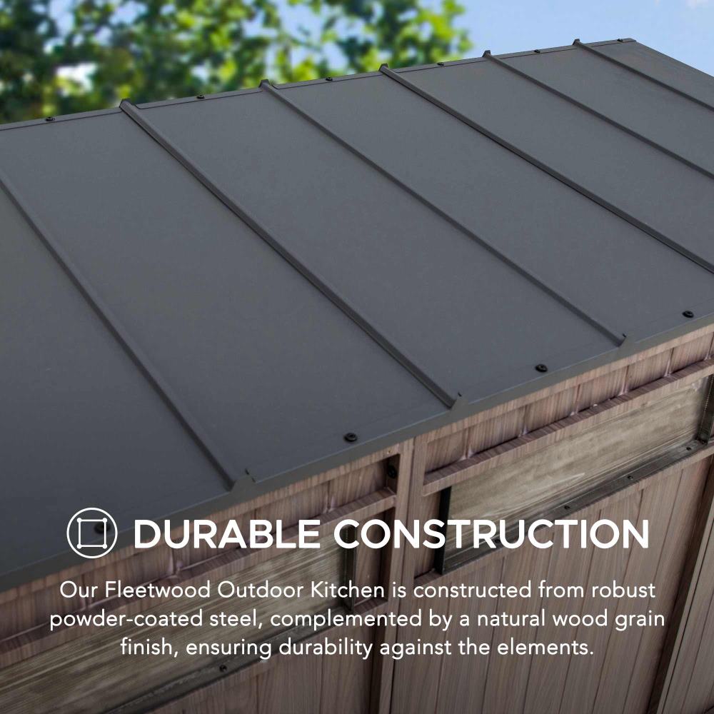 SUNJOY 7x3 Outdoor Kitchen Grill Station with Overhead Lift-Up Door & Folding Sliding Doors for Compact Space