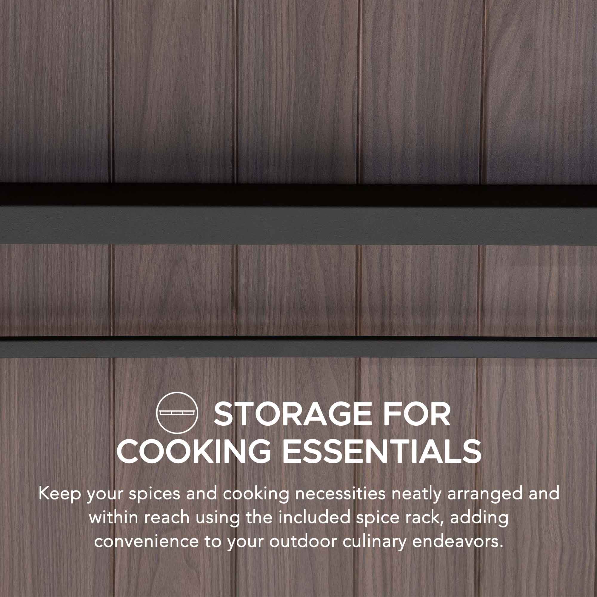 SUNJOY 7x3 Outdoor Kitchen Grill Station with Overhead Lift-Up Door & Folding Sliding Doors for Compact Space