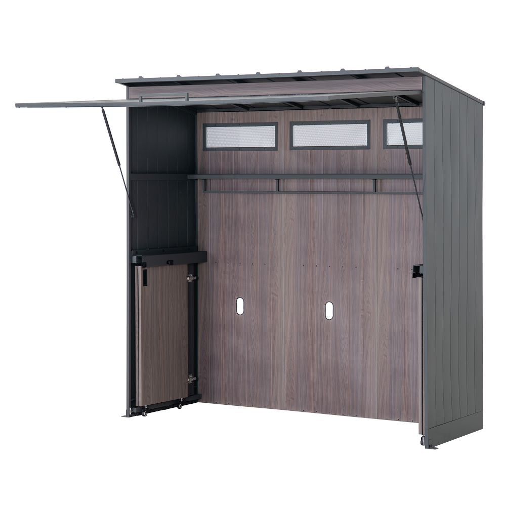 SUNJOY 7x3 Outdoor Kitchen Grill Station with Overhead Lift-Up Door & Folding Sliding Doors for Compact Space