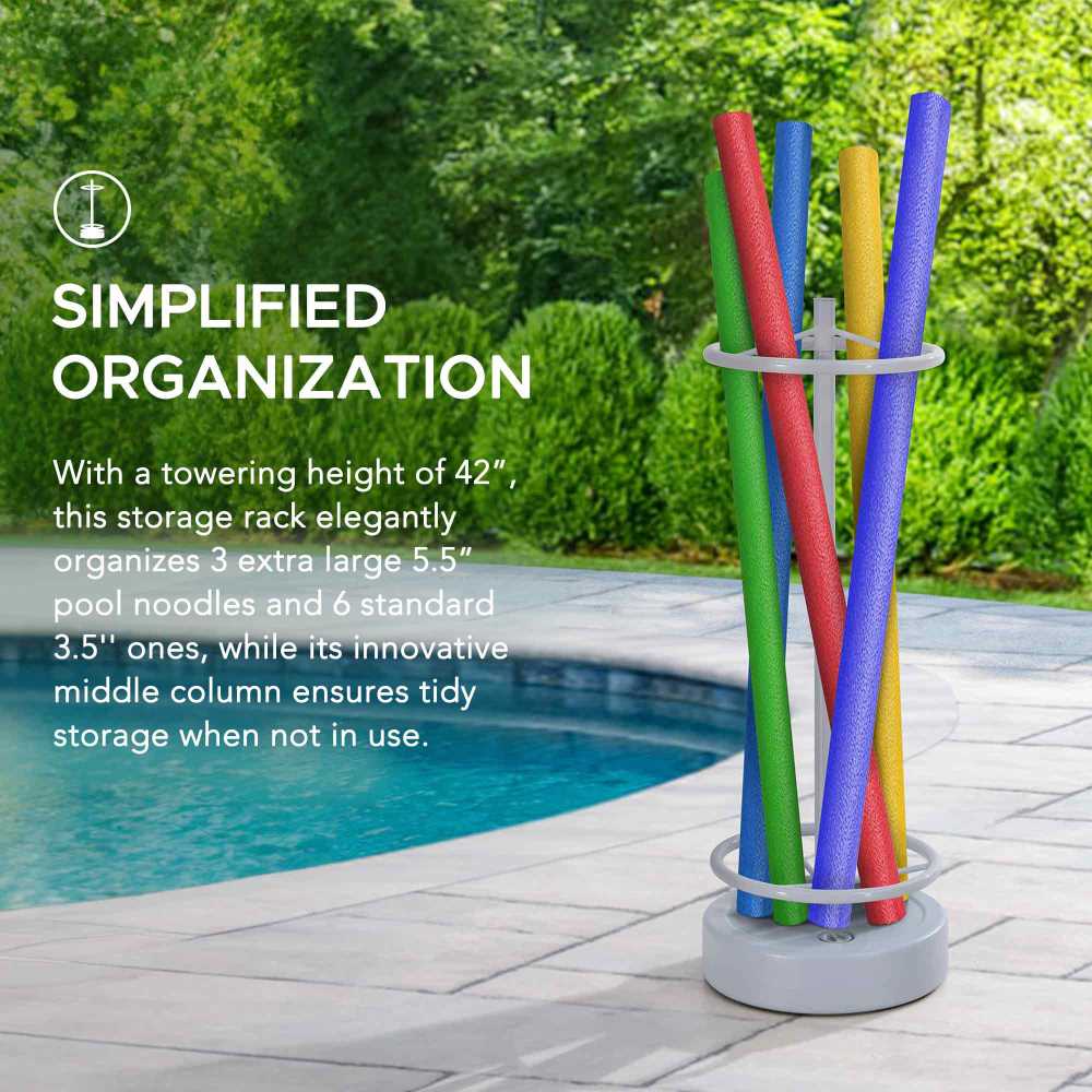 SUNJOY Aluminum Pool Noodle Storage Rack with Water Weighted Base.