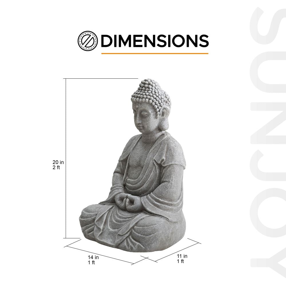 SUNJOY Buddha Statue 20 in. Large Sized Buddha Garden Statue Gray Decorative Outdoor Buddha Statue