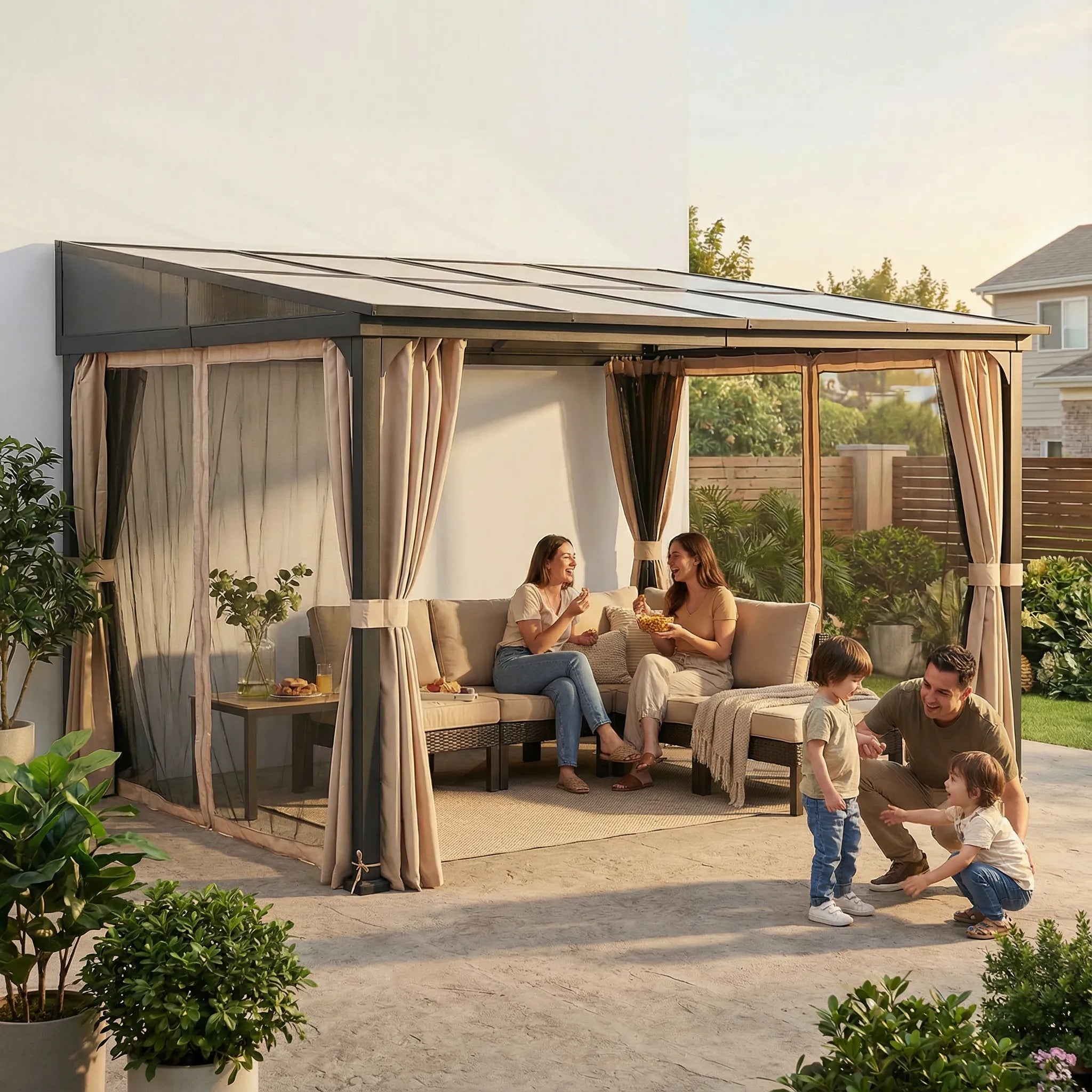 Vista PC-Roof Wall-Mounted Gazebo, 10x12