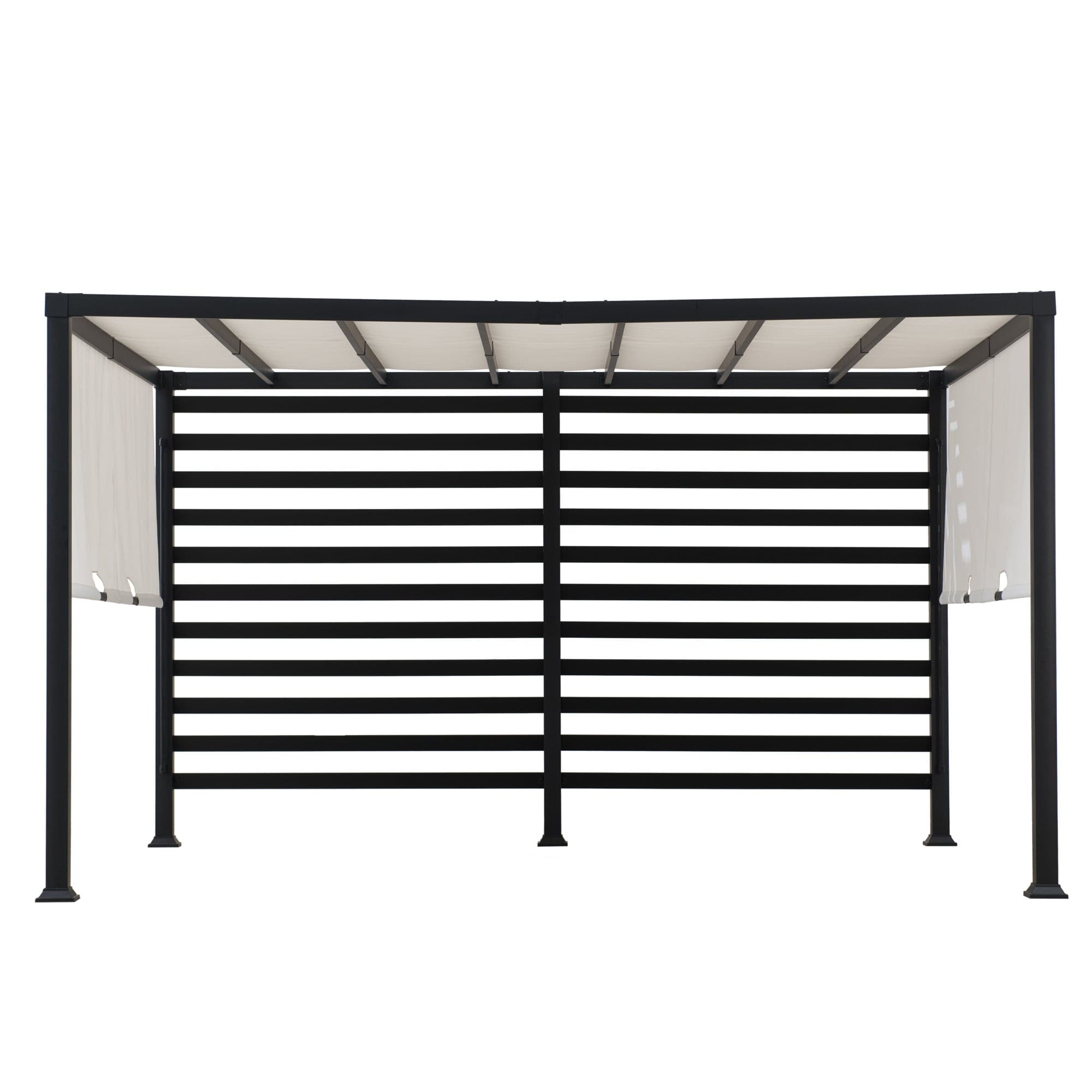 SUNJOY 10x12 Steel Pergola Kit with White Adjustable Canopy.