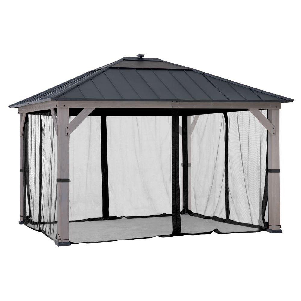 SUNJOY Gazebo Replacement Mosquito Netting Screen For 11 ft. x 13 ft. Wooden Gazebos - Black