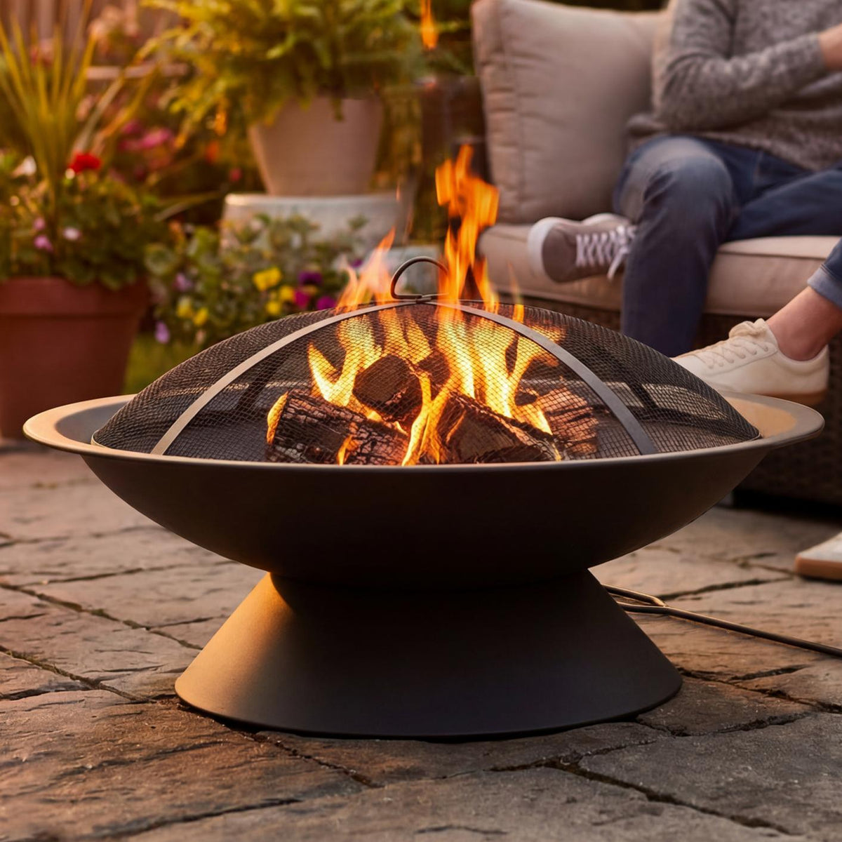 Elements Outdoor Fire Bowl 29", with Drainage Hole & Fire Poker