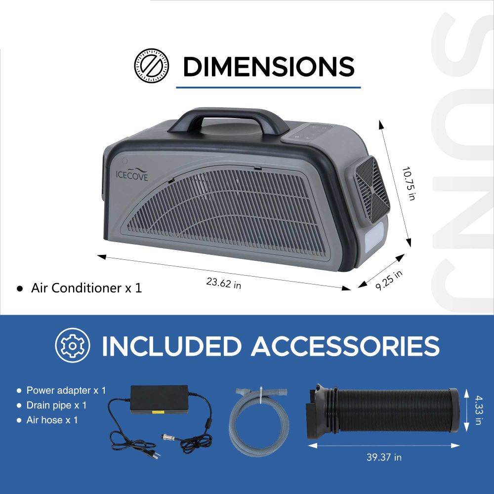 SUNJOY IceCove Portable Air Conditioner with Power Bank for Outdoor Tents and Indoors - Gray