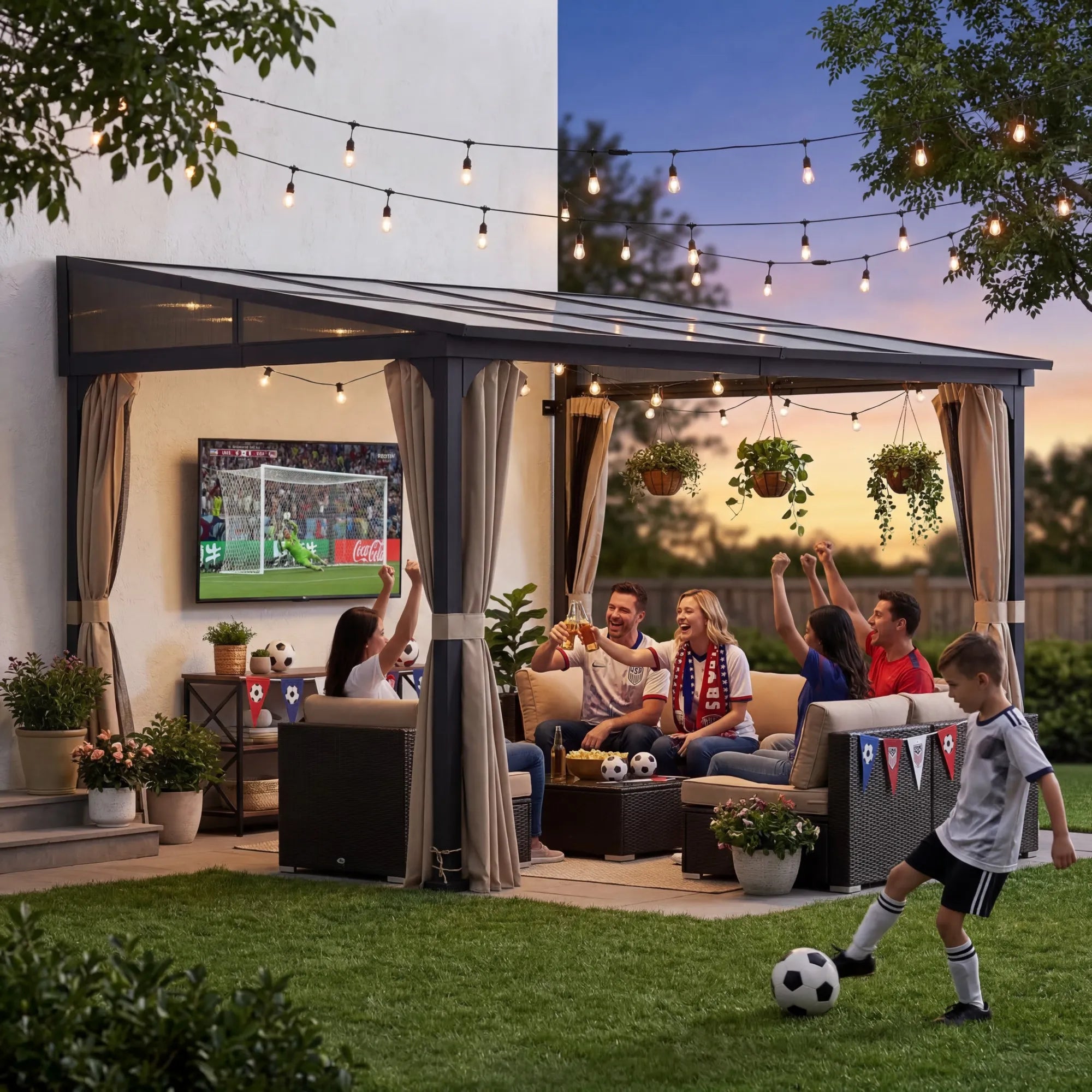 10x12 Wall Mounted Hardtop Gazebo with Curtains – SUNJOY Canada