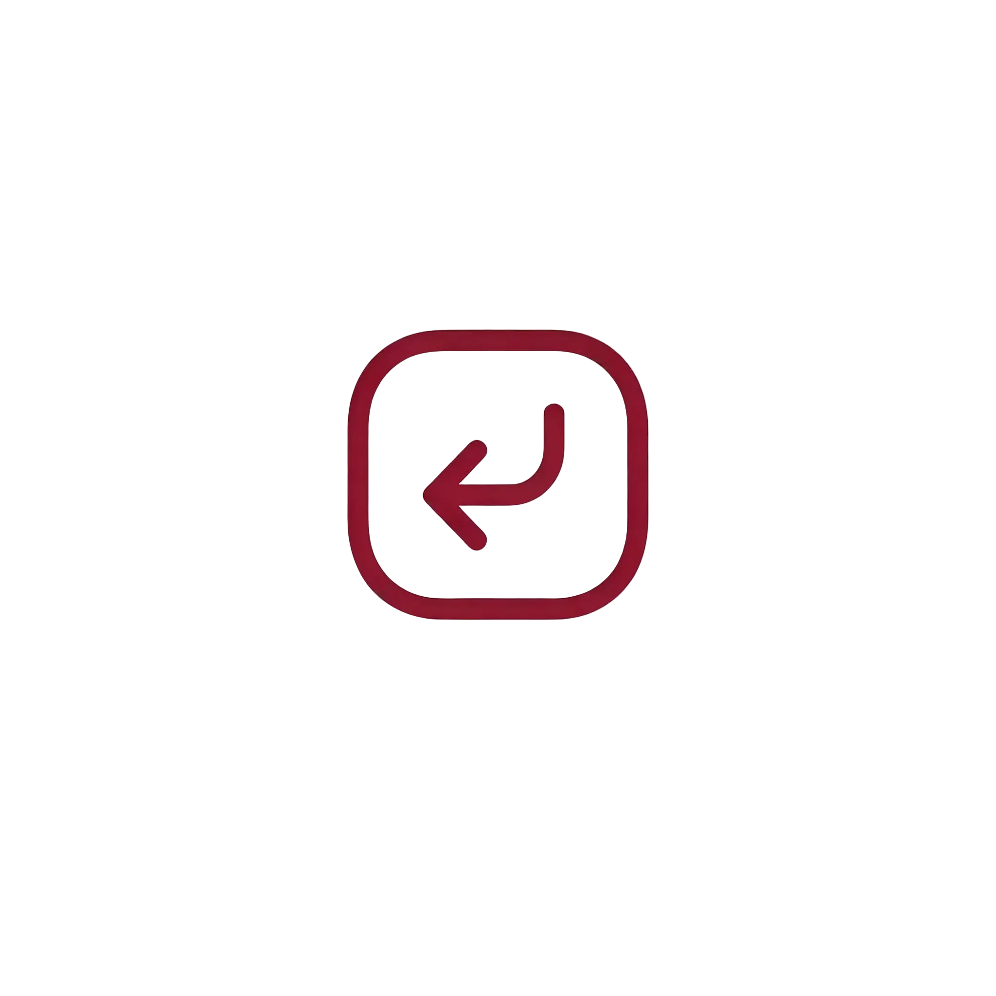 Red icon with a leftward arrow on a white background