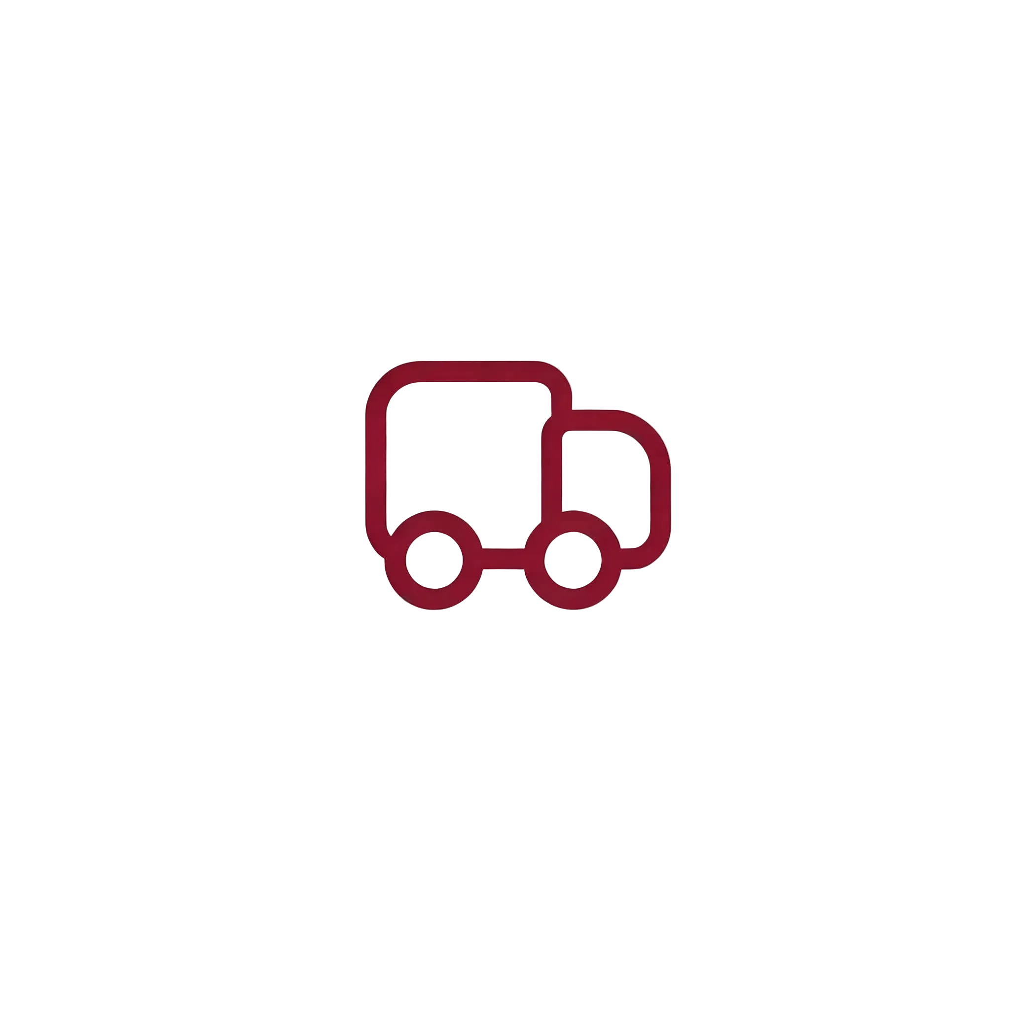 Red outline of a truck on a white background