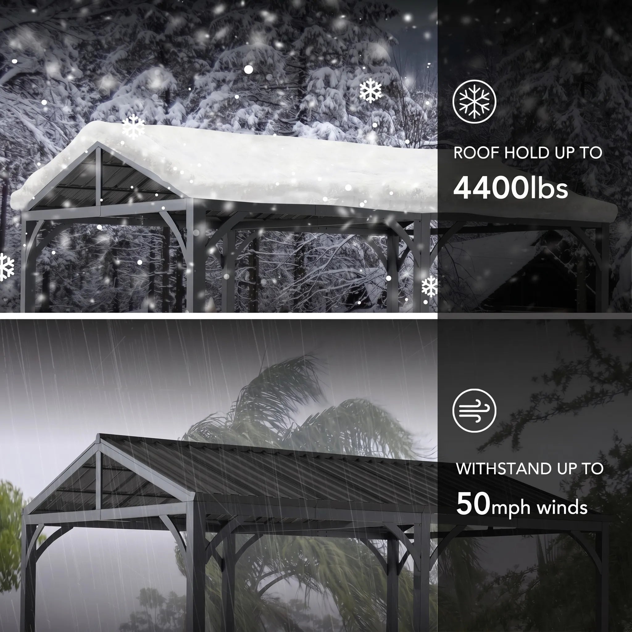 SUNJOY 20×14 Black Metal Roof Steel Carport Outdoor Gazebo Heavy Duty Carport with 2 Ceiling Hooks