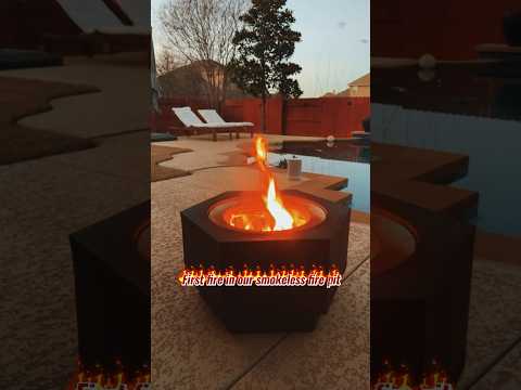 SUNJOY Smokeless Patio Fire Pit, Hexagon Firepit, Outdoor Wood Burning Portable Fire Pit w/ PVC Cover and Fire Poker