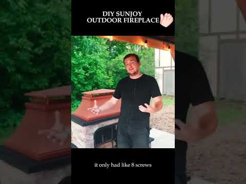 SUNJOY Outdoor 48 Inch Steel Wood Burning Stone Fireplace with Fire Poker and Removable Grate