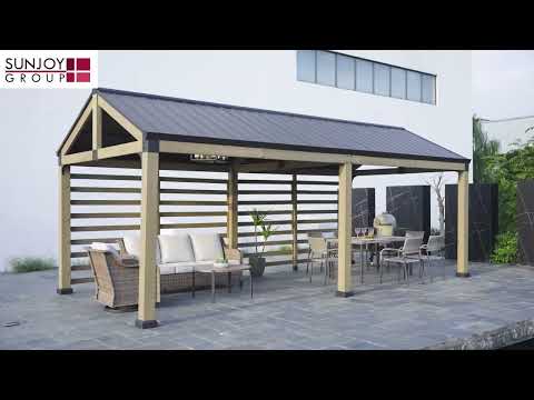 Newville Galvanized Steel Roof Wood Carport 10' x 20'