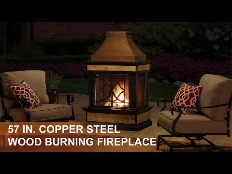 Customer Show of SUNJOY Outdoor 57 Inch Steel Wood Burning Fireplace with Chimney and Rain Cover